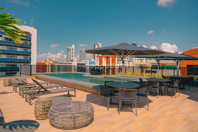 A Passos da Praia | Piscina e Academia