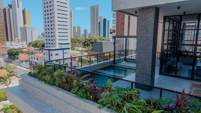 Studio moderno com lazer completo em Manaíra