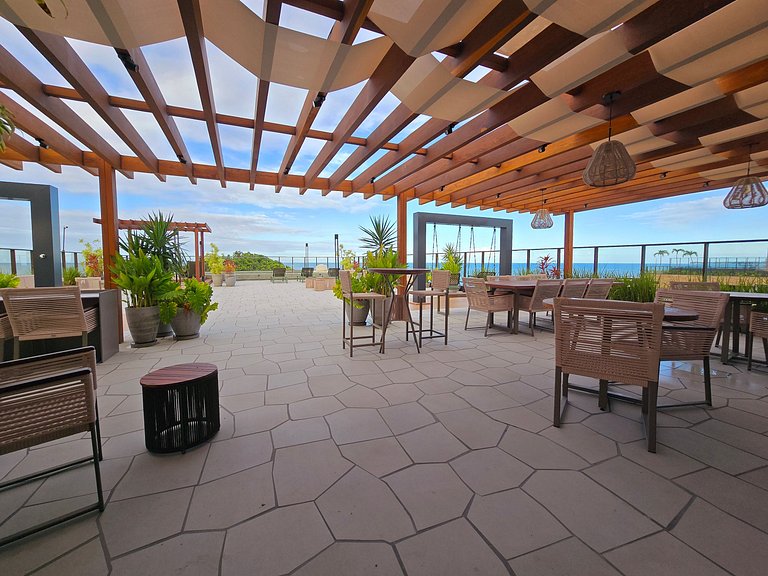 Pé na areia com vista incrível em Jardim Oceania