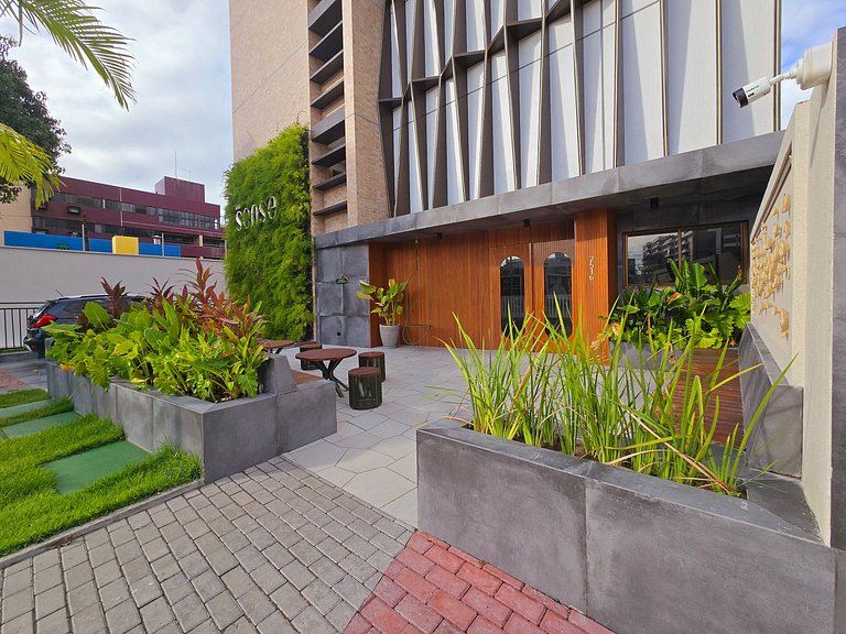 Pé na areia com vista incrível em Jardim Oceania