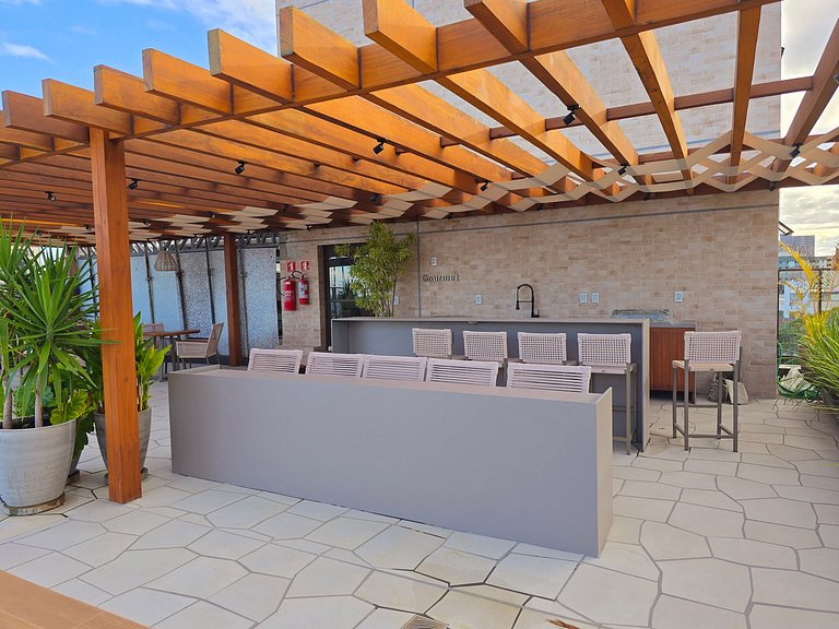 Pé na areia com vista incrível em Jardim Oceania