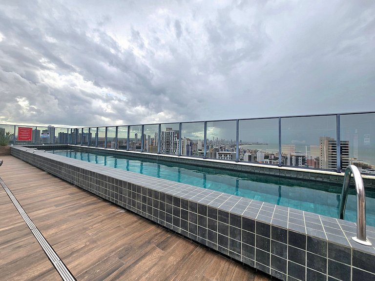 Studio com Piscina e Vista Incrível em Tambaú