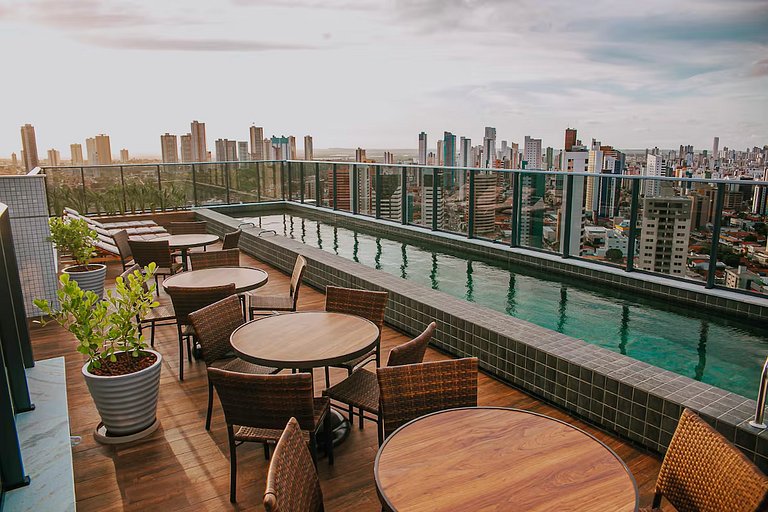 Studio com Piscina e Vista Incrível em Tambaú