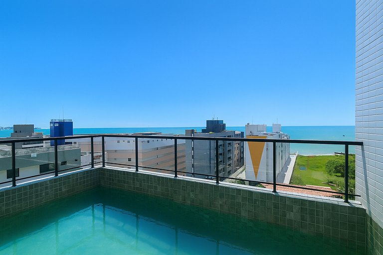 Studio perto de tudo com rooftop e piscina
