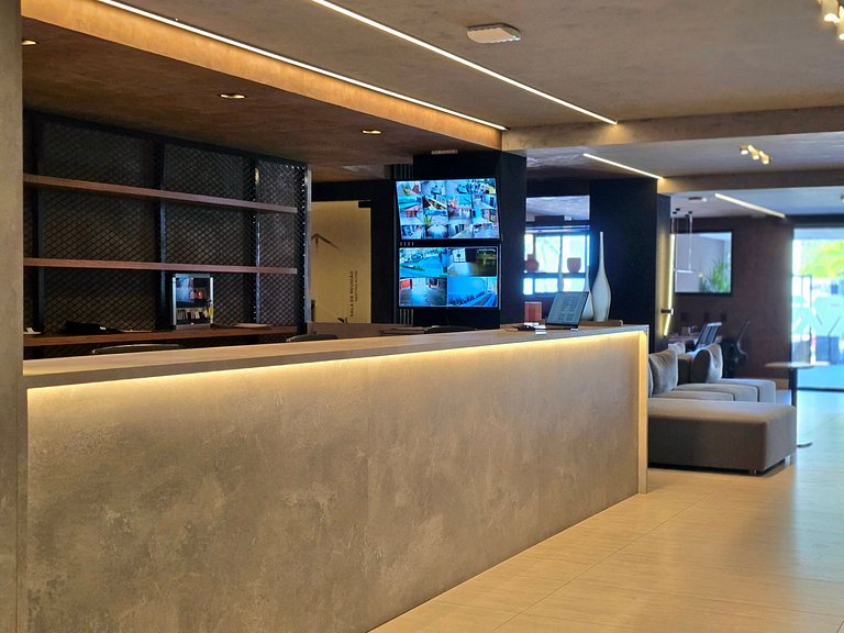 Studio perto do mar com rooftop incrível