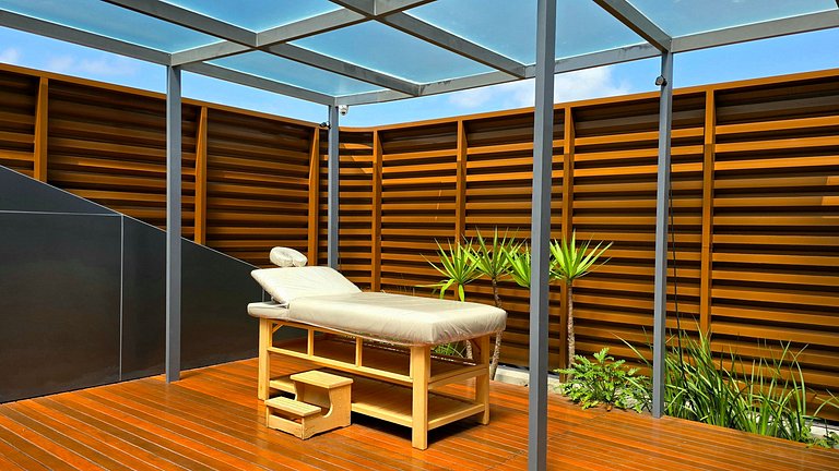 Studio luxo pé na areia com vista lateral para mar