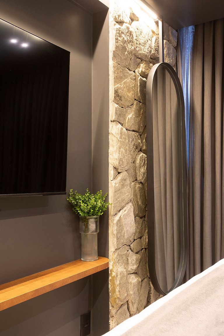 Studio luxo pé na areia com vista lateral para mar