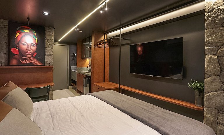 Studio luxo pé na areia com vista lateral para mar