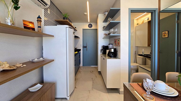 Vista para o mar com piscina deslumbrante