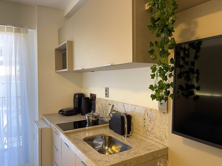 Pé na areia com varanda | Piscina | Academia