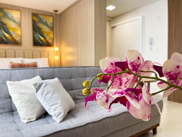 Studio moderno com conforto para até 4 pessoas