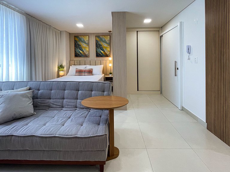 Studio moderno com conforto para até 4 pessoas