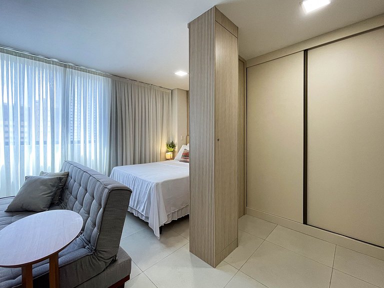 Studio moderno com conforto para até 4 pessoas