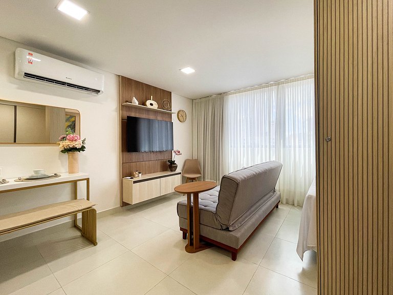 Studio moderno com conforto para até 4 pessoas