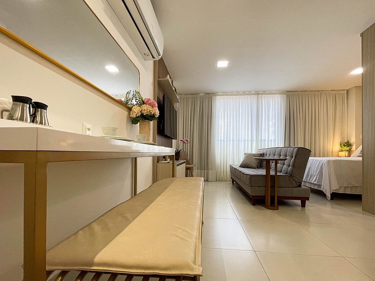 Studio moderno com conforto para até 4 pessoas