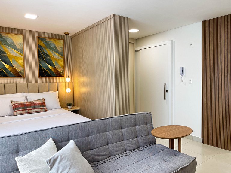 Studio moderno com conforto para até 4 pessoas