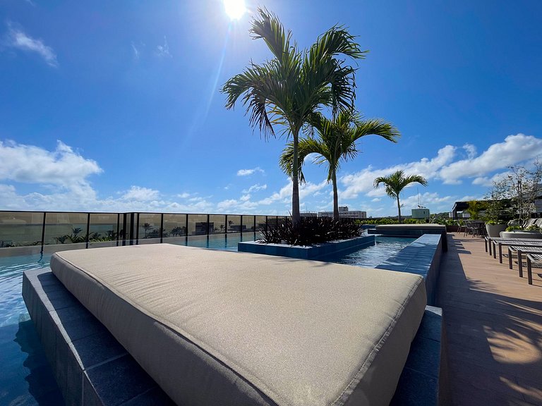 Studio de luxo vista mar em Cabo Branco c/ piscina