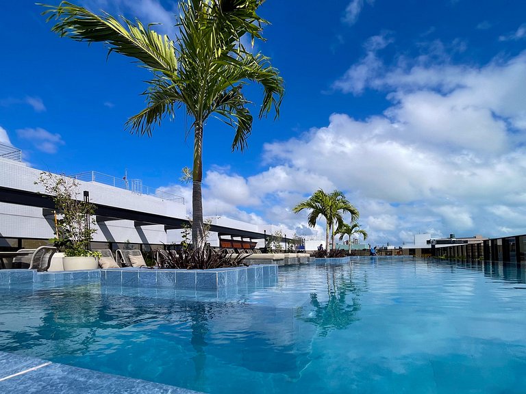 Studio de luxo vista mar em Cabo Branco c/ piscina