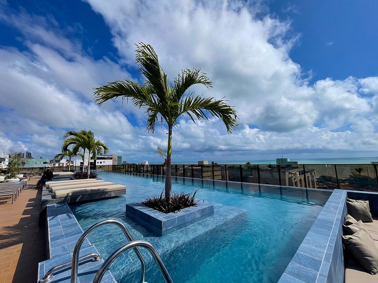 Studio de luxo vista mar em Cabo Branco c/ piscina
