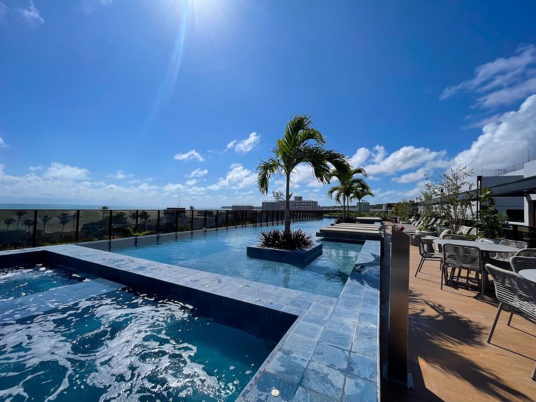 Studio de luxo vista mar em Cabo Branco c/ piscina