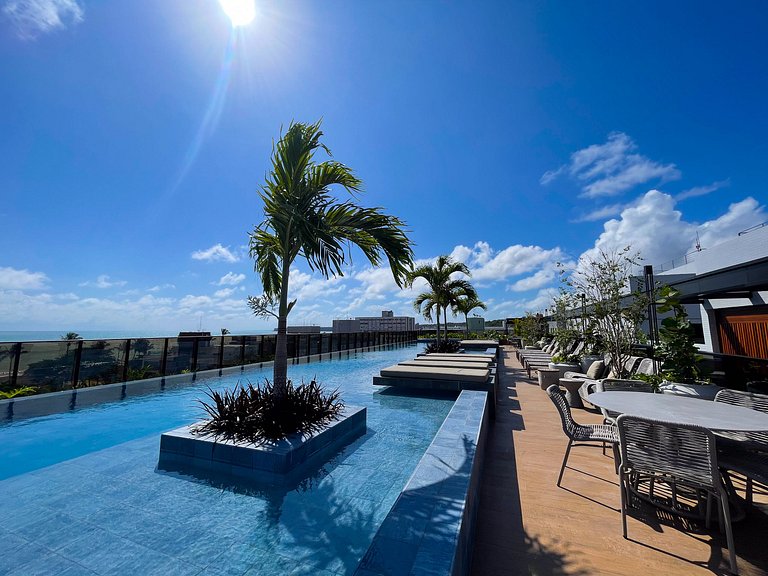 Studio de luxo vista mar em Cabo Branco c/ piscina
