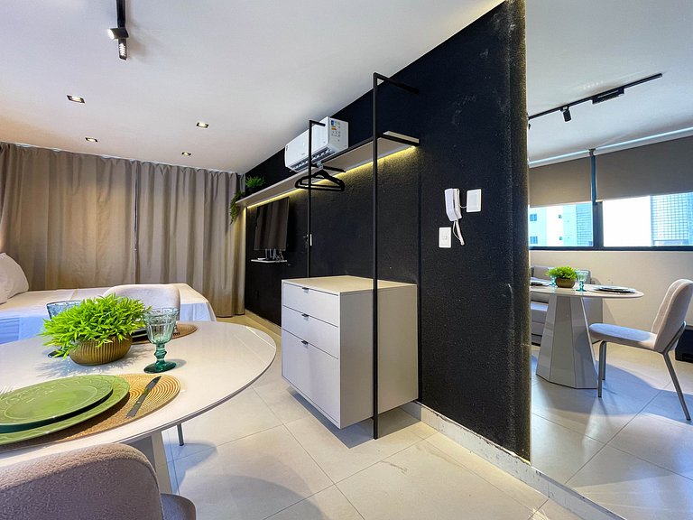 Studio moderno com lazer completo em Manaíra