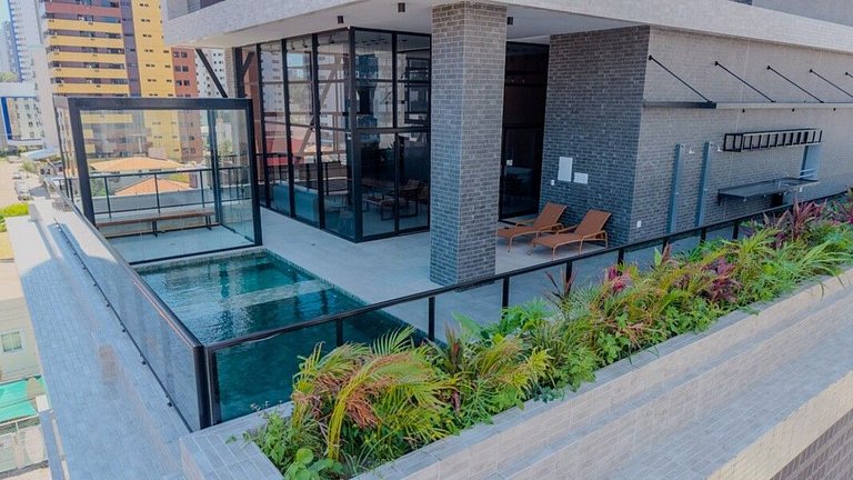 Studio moderno com lazer completo em Manaíra