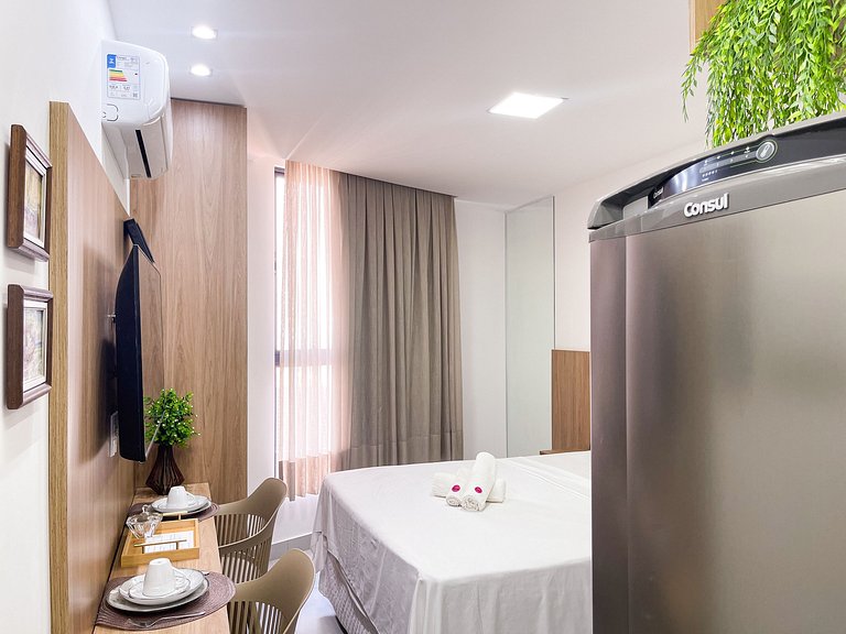 Studio moderno em Manaíra com lazer completo