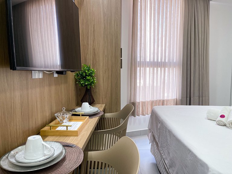 Studio moderno em Manaíra com lazer completo