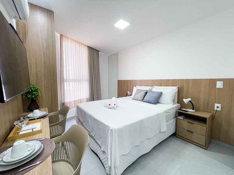 Studio moderno em Manaíra com lazer completo