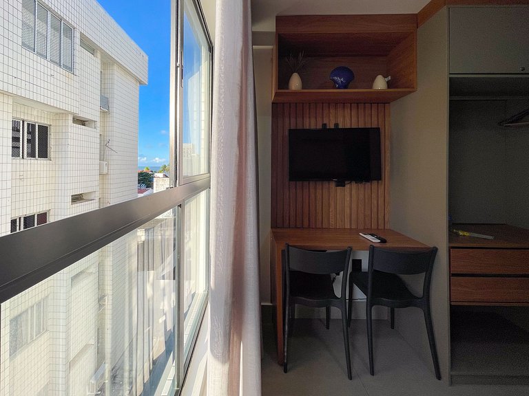 Studio novo, Piscina Rooftop e Coworking