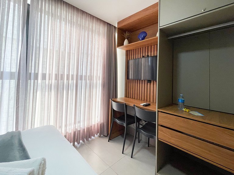 Studio novo, Piscina Rooftop e Coworking