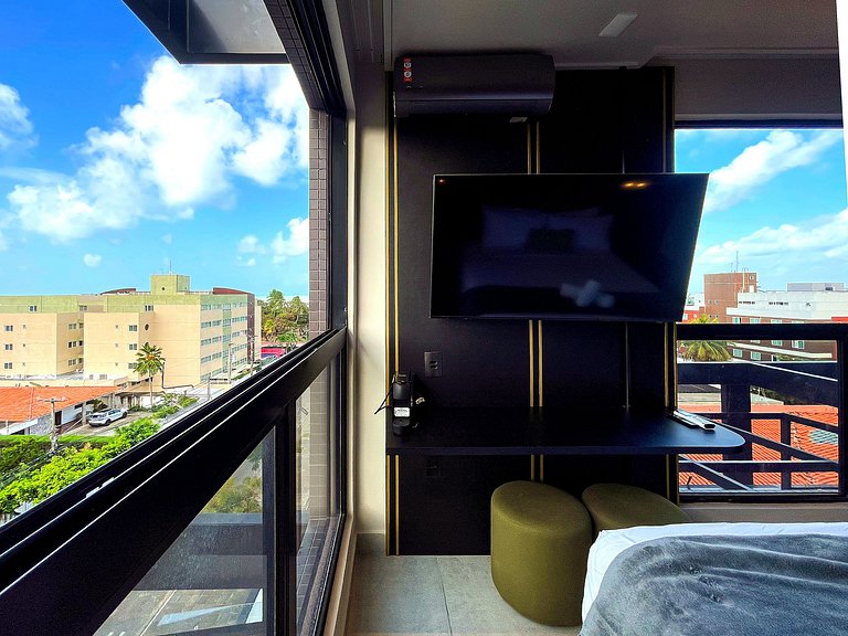 Studio de luxo vista mar em Cabo Branco c/ piscina