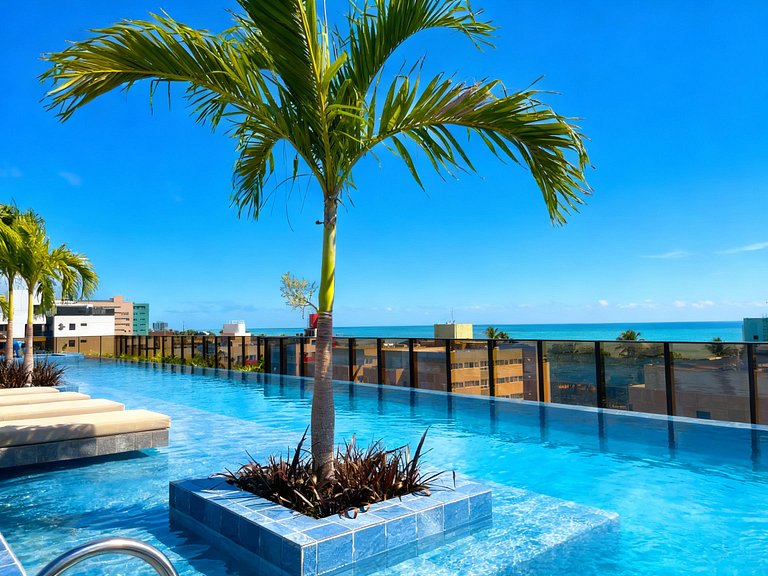 Studio de luxo vista mar em Cabo Branco c/ piscina